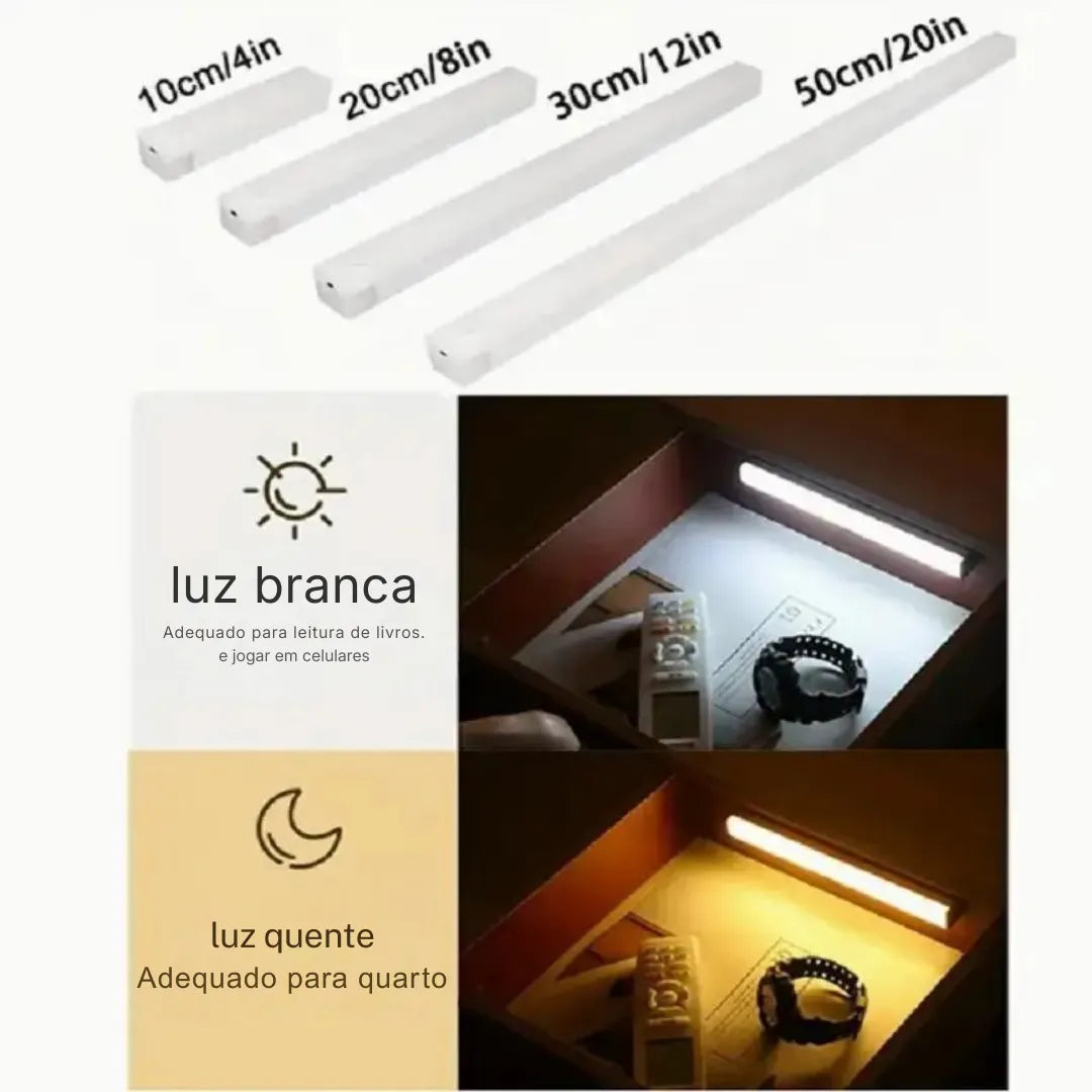 Barra de Luz LED com Sensor de Movimento Recarregável USB