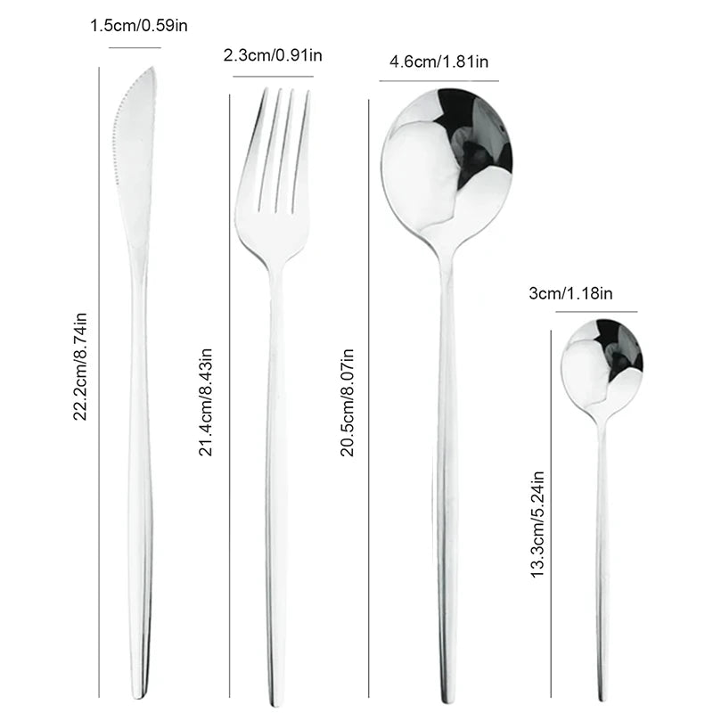 Conjunto de Talheres de Aço Inox 24 Peças Cor Prata