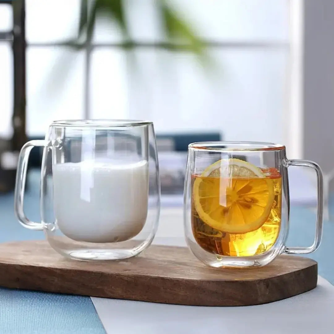 Caneca de Vidro Duplo Borossilicato Resistente ao Calor