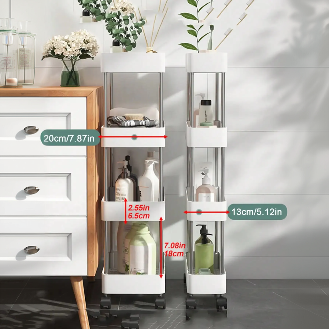 Carrinho Organizador Slim com Rodinhas 3 ou 4 Andares Multiuso