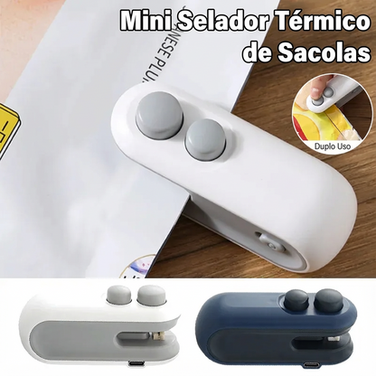 Seladora Térmica Portátil 2 em 1 Recarregável para Sacos Plásticos