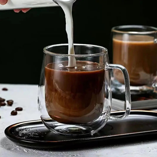 Caneca de Vidro Duplo Borossilicato Resistente ao Calor