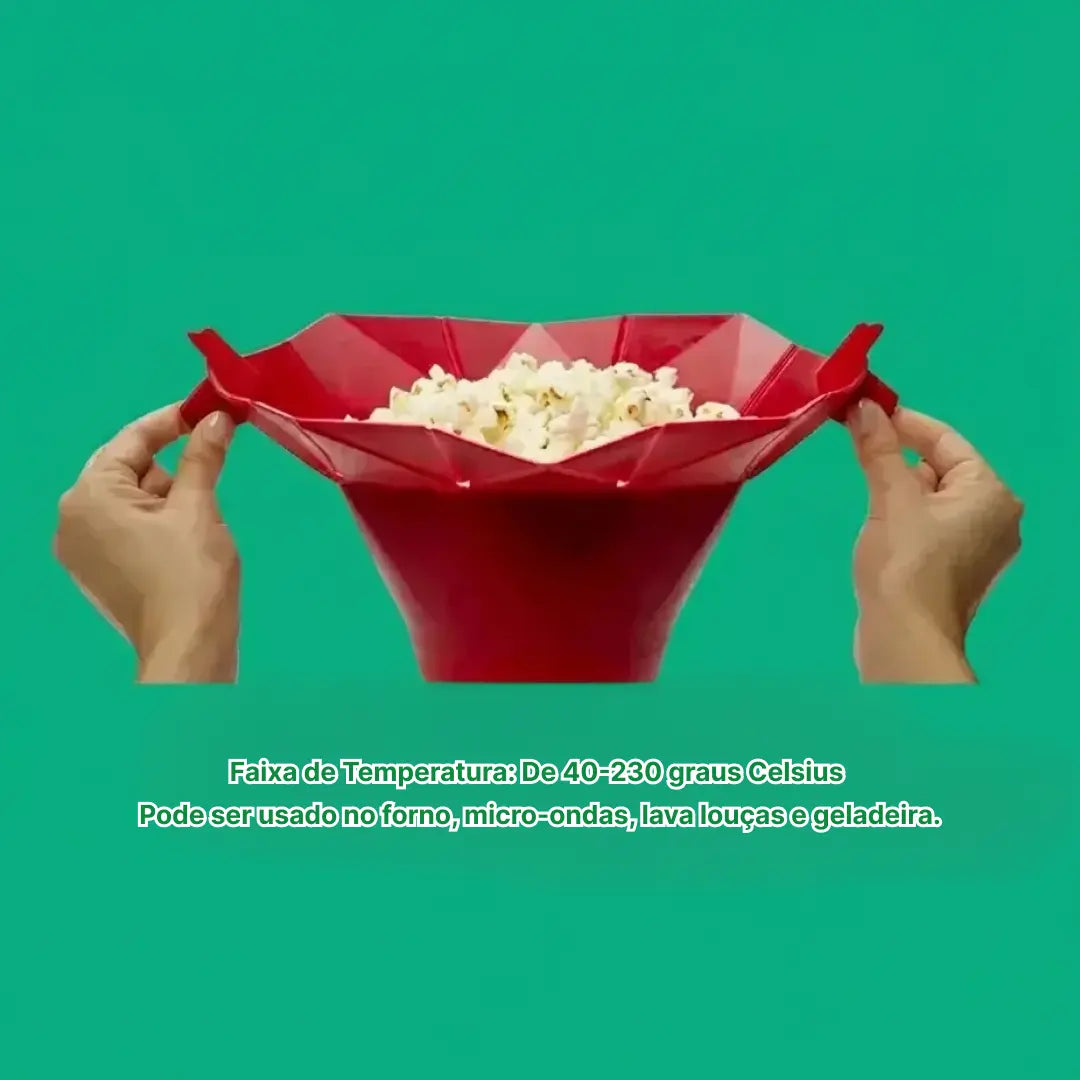 Balde de Pipoca Dobrável de Silicone para Micro-ondas