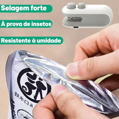 Seladora Térmica Portátil 2 em 1 Recarregável para Sacos Plásticos