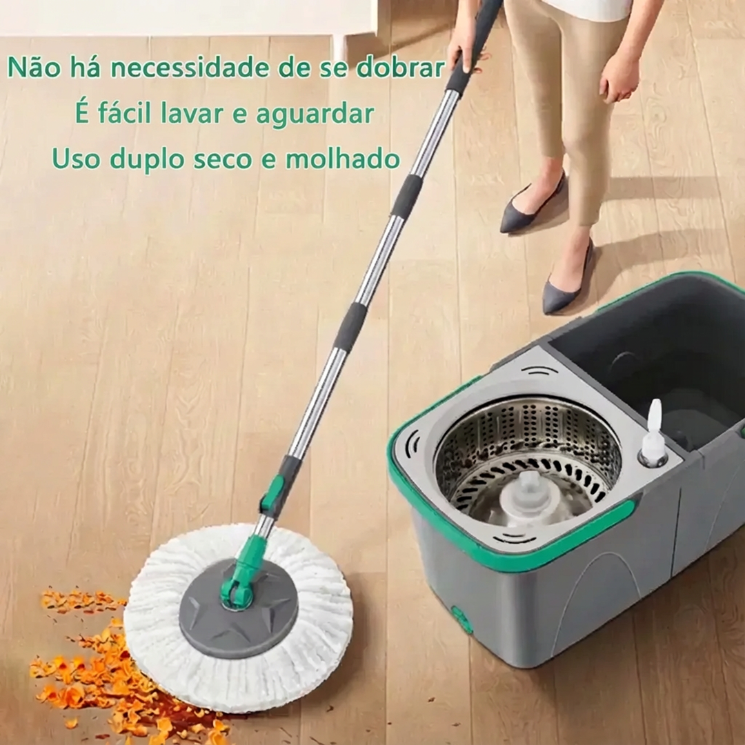 Mop Giratório 360° com Balde Duplo e Refil de Microfibra
