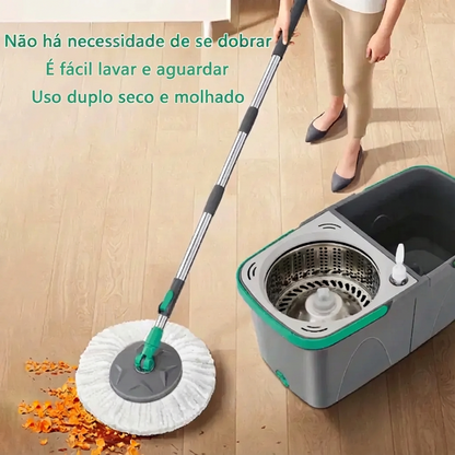 Mop Giratório 360° com Balde Duplo e Refil de Microfibra