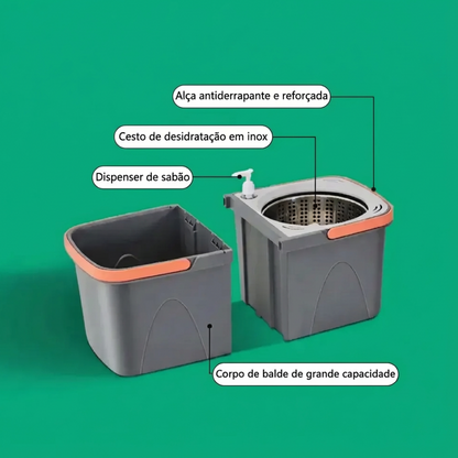 Mop Giratório 360° com Balde Duplo e Refil de Microfibra