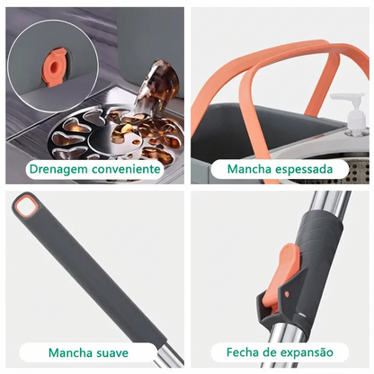 Mop Giratório 360° com Balde Duplo e Refil de Microfibra
