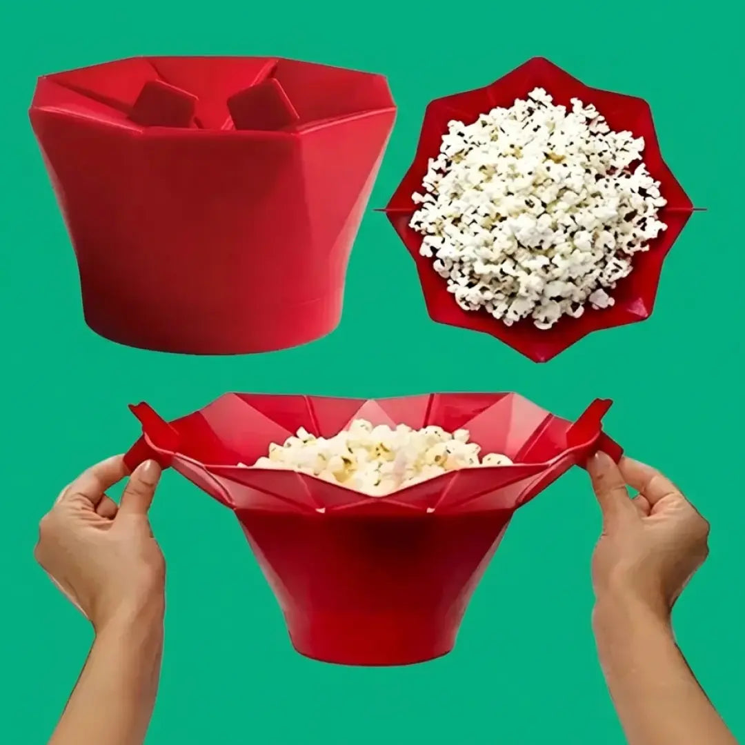 Balde de Pipoca Dobrável de Silicone para Micro-ondas