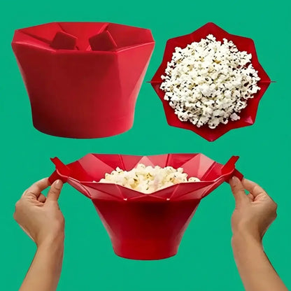Balde de Pipoca Dobrável de Silicone para Micro-ondas