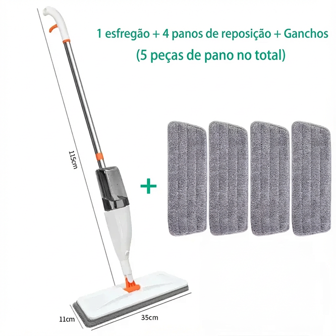 Mop Spray Doméstico com Reservatório e Refil de Microfibra
