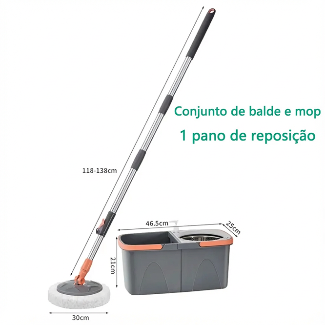 Mop Giratório 360° com Balde Duplo e Refil de Microfibra