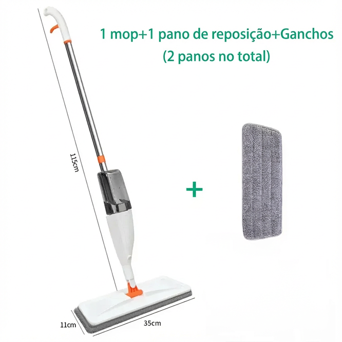 Mop Spray Doméstico com Reservatório e Refil de Microfibra