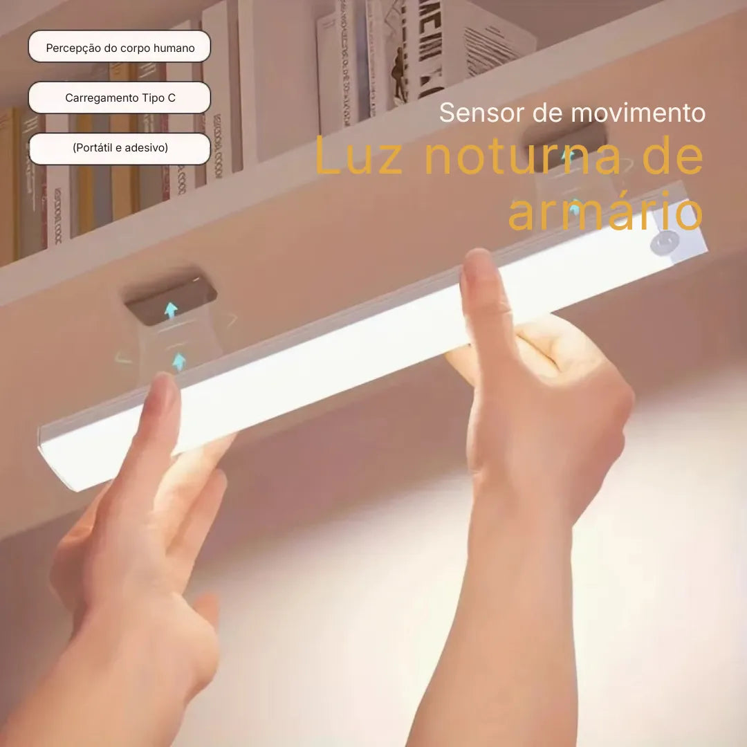 Barra de Luz LED com Sensor de Movimento Recarregável USB