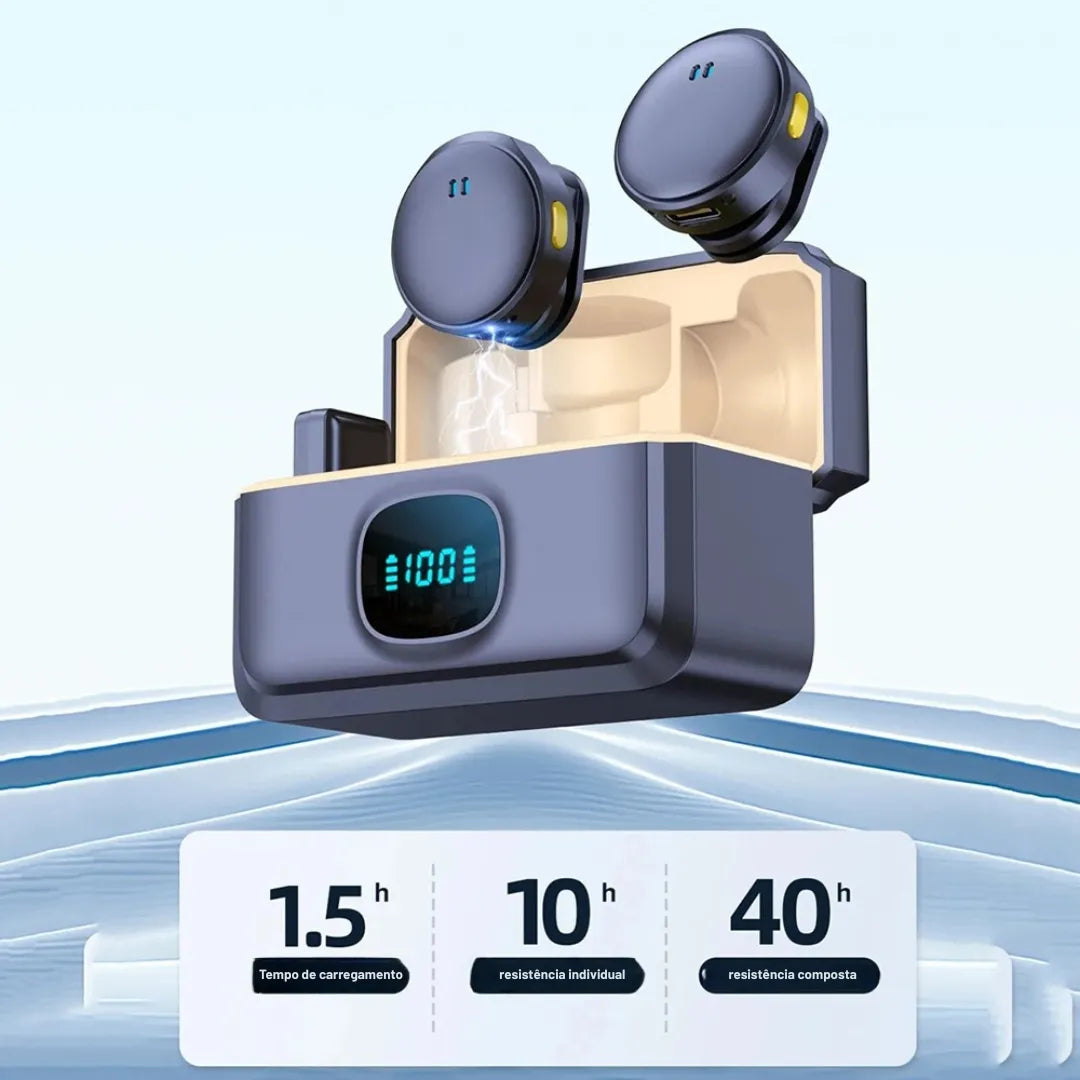 Microfone de Lapela Sem Fio USB-C para Celular e Tablet