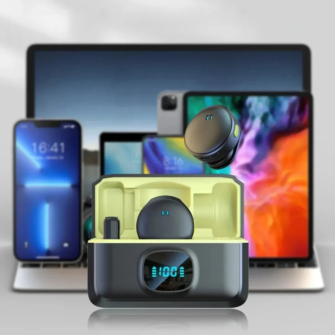 Microfone de Lapela Sem Fio USB-C para Celular e Tablet