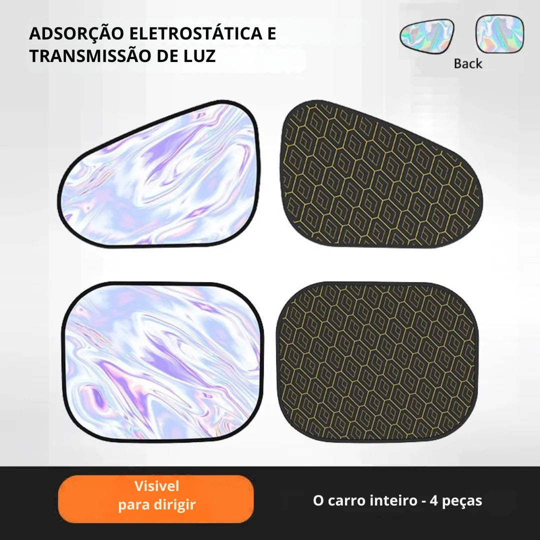 Protetor Solar Eletrostático para Vidro Lateral de Carro Antirreflexo