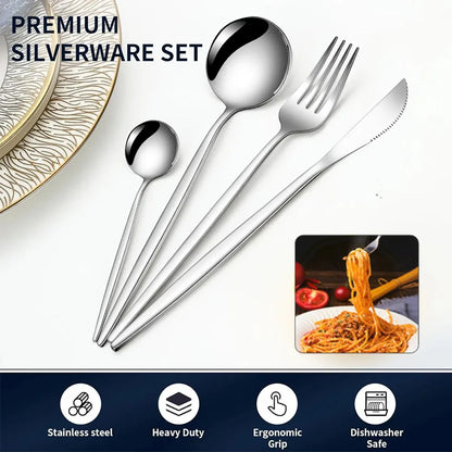 Conjunto de Talheres de Aço Inox 24 Peças Cor Prata